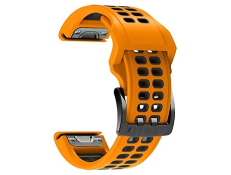 Correa para Garmin Fenix 7, 26 mm, doble fila de orificios, correa de reloj de silicona bicolor, naranja y negro VENISYMLIS