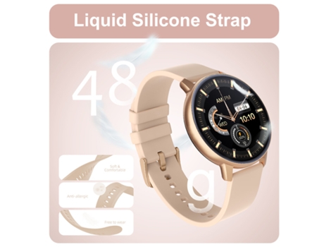Smartwatch BISBISOUS S48T Bluetooth Monitor de Frecuencia Cardíaca Presión Arterial 1,43 Pulgadas AMOLED Oro