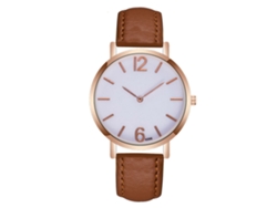 Reloj Unisex De Cuarzo Con Caja De Oro Rosa Y Correa De Pu Café Zhoulianfa