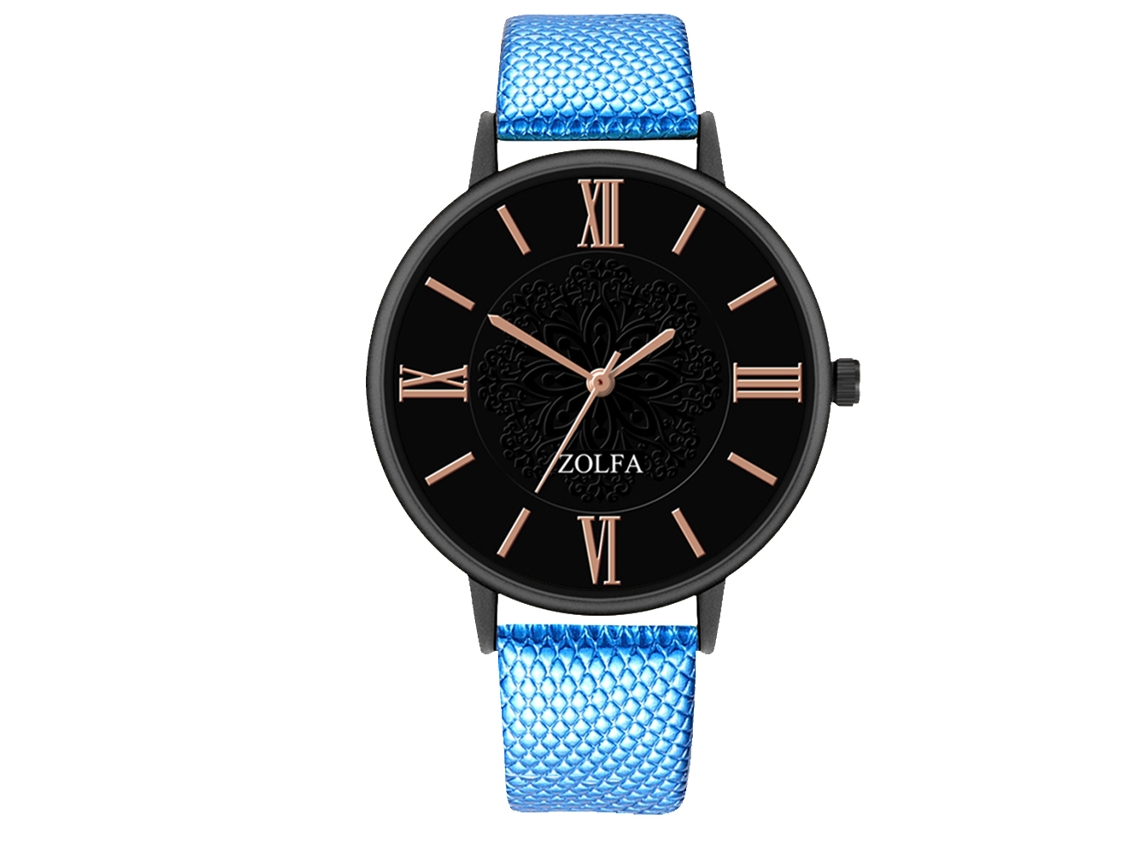 Relojes De Pareja De Cuero Moda Hombre Mujer Pulsera Cuarzo Azul