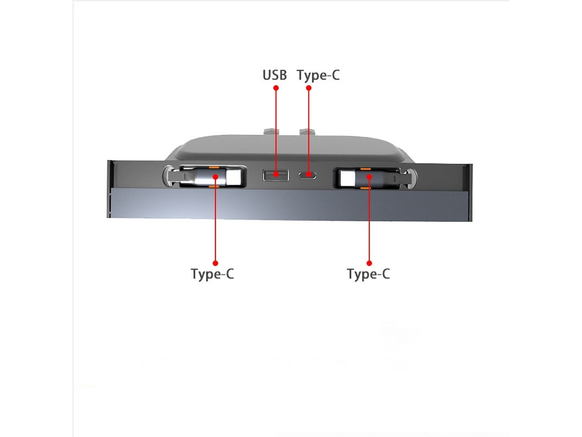 Estación de acoplamiento USB de 4 puertos Yizhood para Tesla Model 3/y 2021 2023 Y 2024 2 cables retráctiles tipo C gris