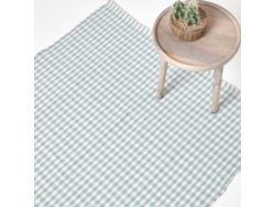 Homescapes Cotton Gingham Check Rug Hand Woven Blue White, 110 X 170 Cm