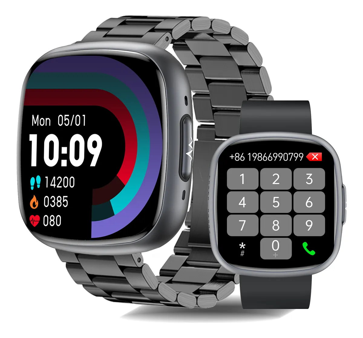 Reloj inteligente para hombre, con monitor de glucosa y presión arterial.