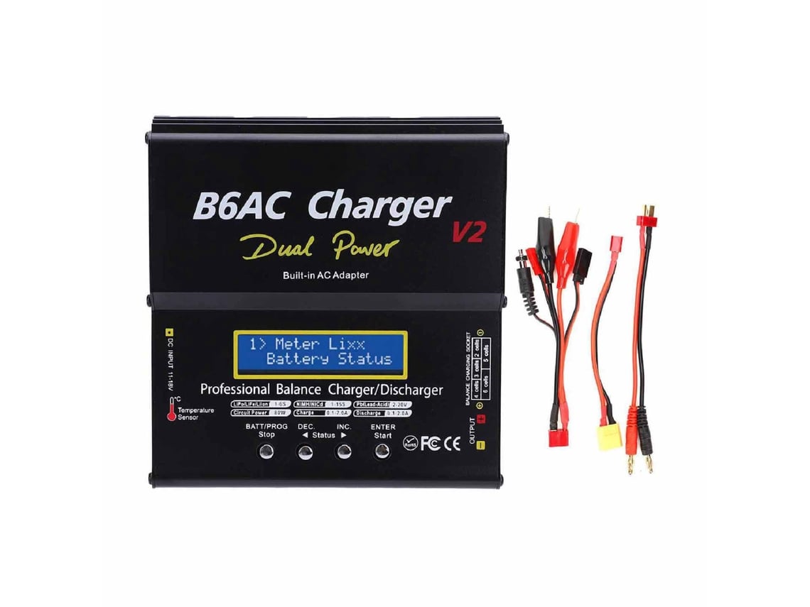 Carregador Descarregador Inteligente De Equilíbrio B6ac V2 80w 7a Alumínio Cabo Uk 220v Preto