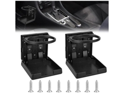 Portavasos Plegable Para Coche, 2 Unidades Con Tornillos, Acero Y Plástico, Negro, 7,5 Cm