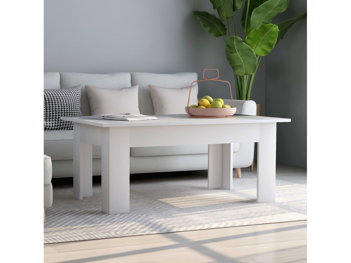 Mesa de Centro Apoyo 100X60X42 cm Contrachapado Blanco