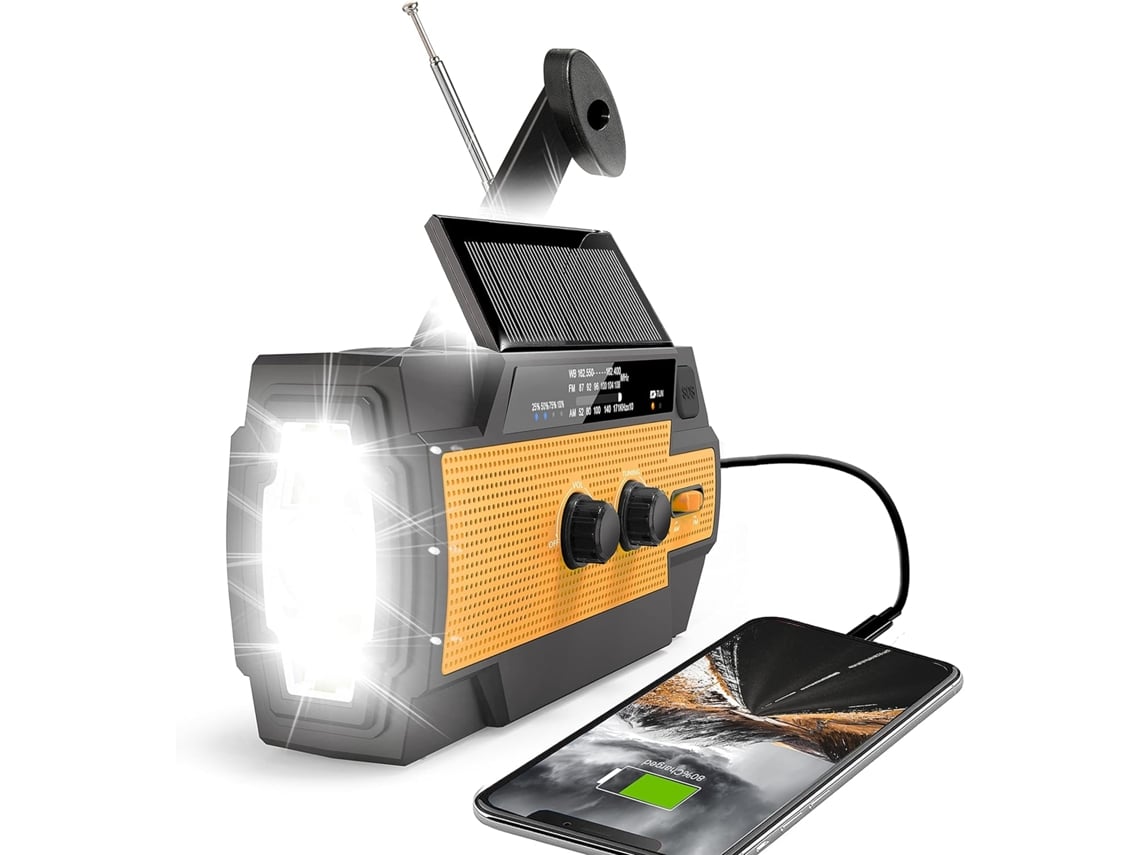 Radio De Manivela De Emergencia 4000mah Radio Meteorológica Solar Portátil Am/fm/naranja Gertiz
