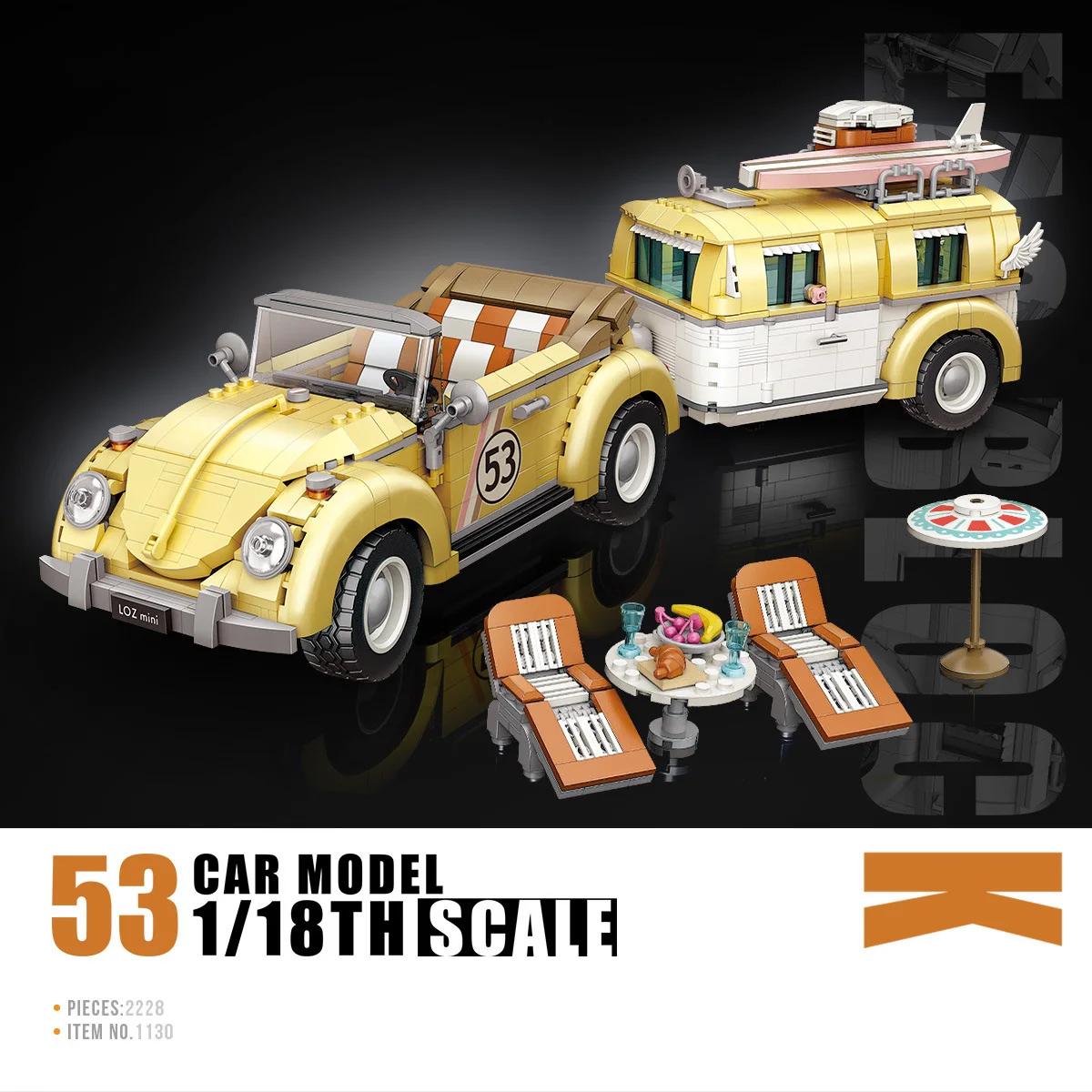 Remolque/furgoneta Camper A Escala 1:18, Minibloques De Construcción, Modelo De Vehículo De Construcción