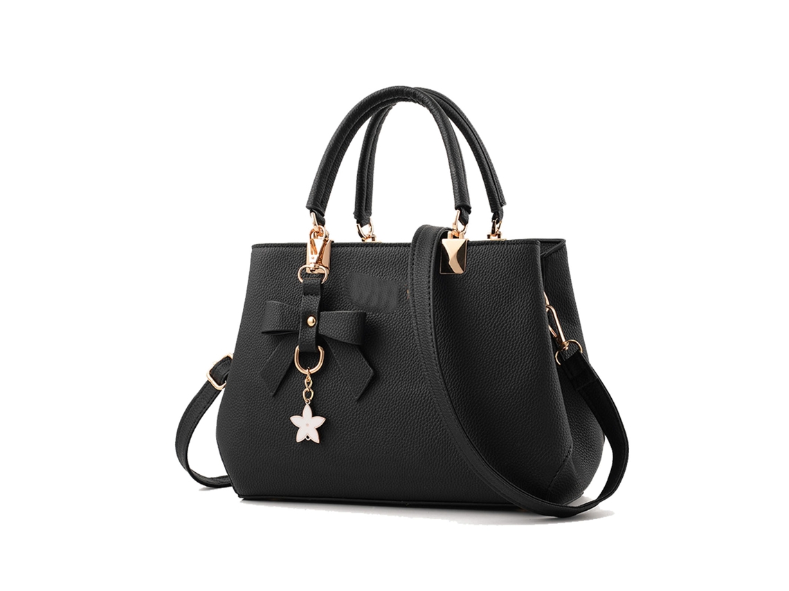 Bolso De Mano Elegante De Gran Capacidad Para Mujer, De Pu, Con Correa Para El Hombro Y Para La Mano, Negro, Talla Única.