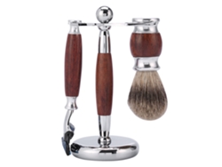 Kit De Afeitado Para Hombre Con Brocha De Madera Y Cuchilla De Seguridad Profesional Con Soporte.