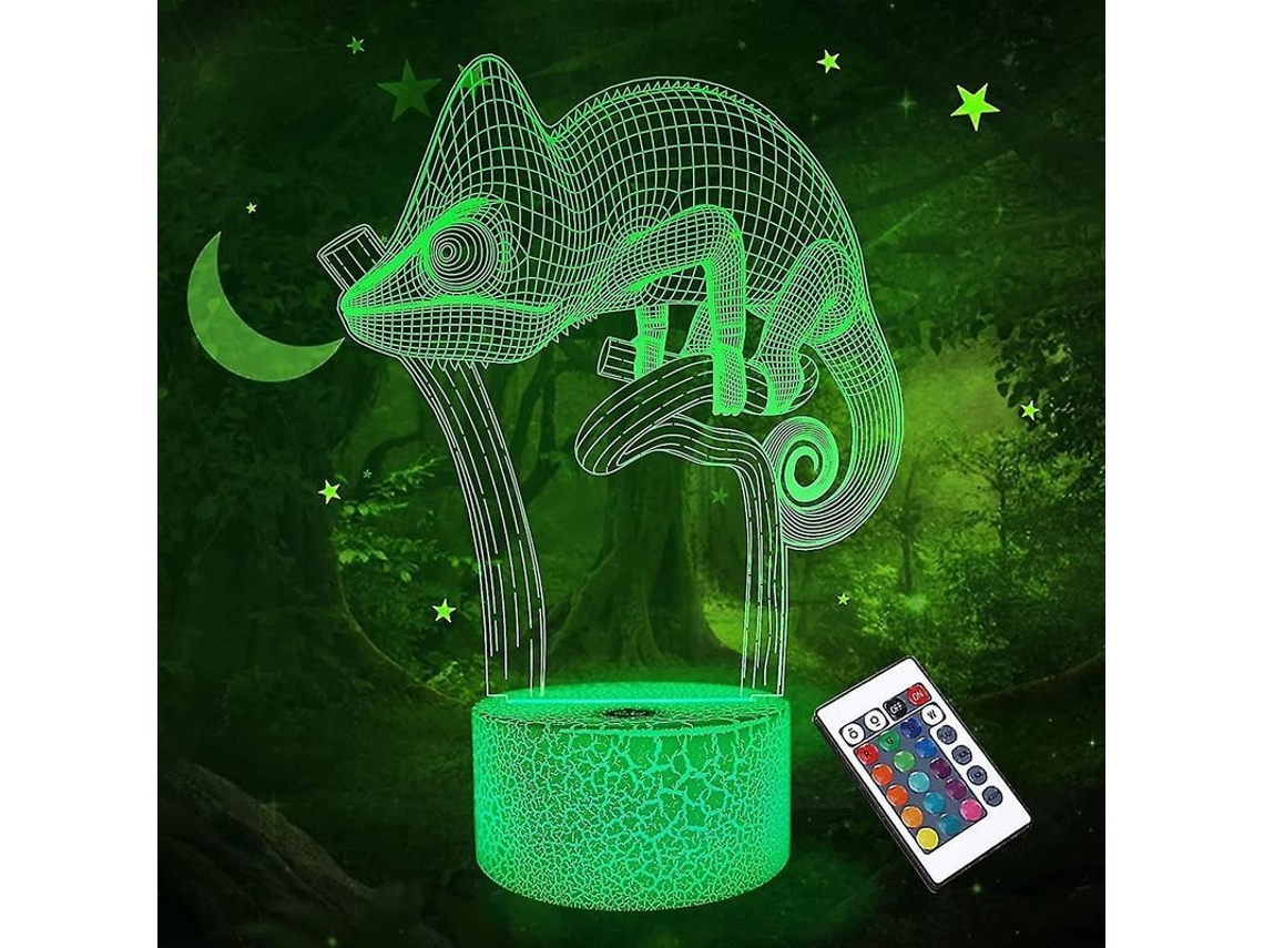 Lámpara De Noche Led Decorativa Con Proyección De Camaleón 3d Para Niños Con Control Remoto.