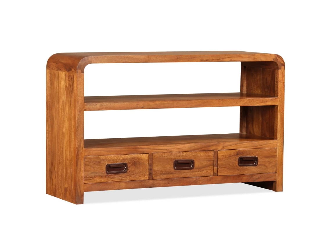 Mueble de Armario Tv Madera de Acacia Maciza 90X30X55 Cm