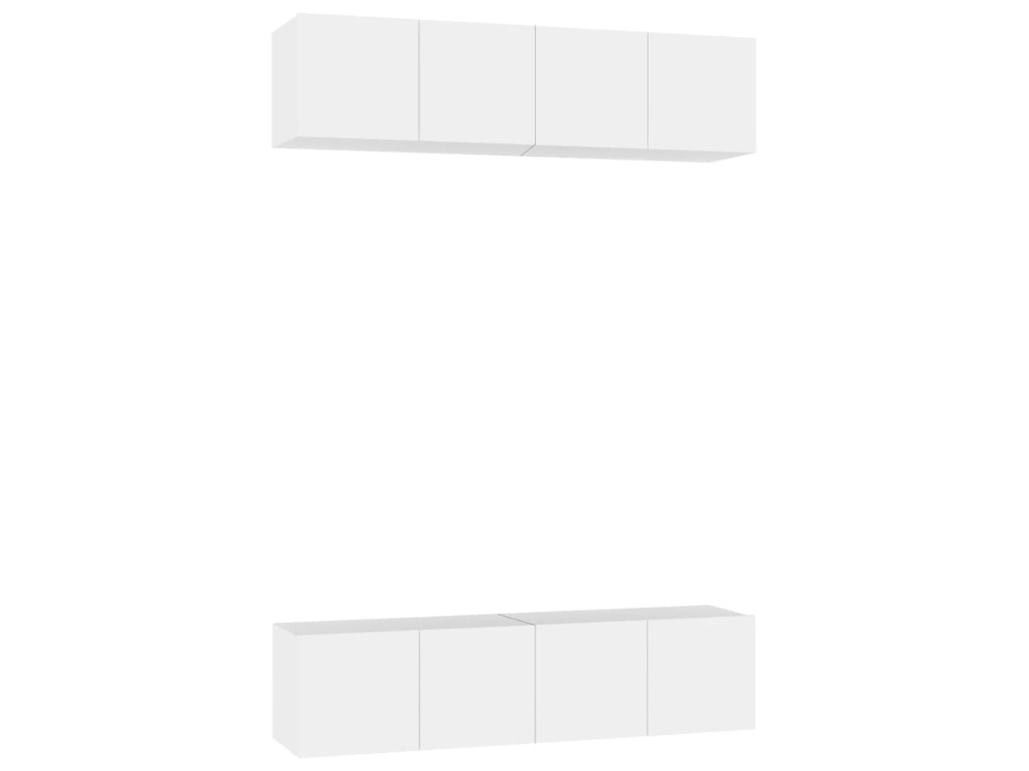 Mueble TV 4 Piezas 60x30x30 Cm Contrachapado Blanco MAISON EXCLUSIVE