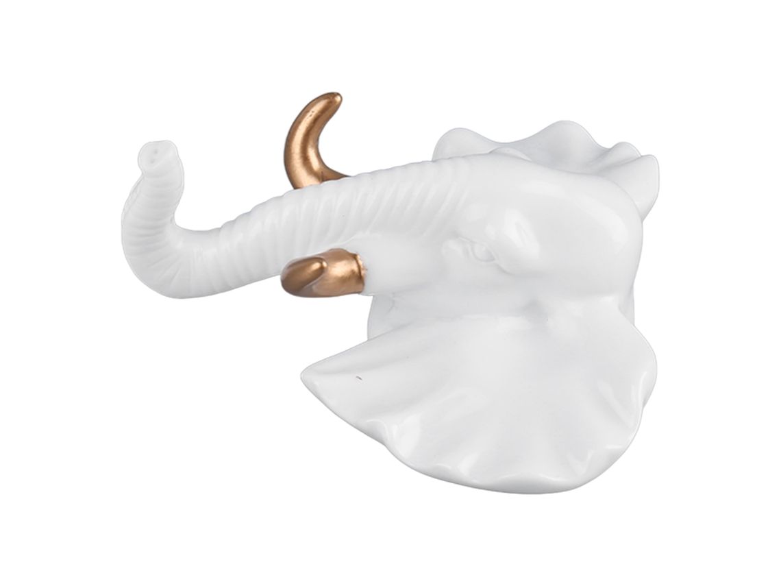 Gancho De Pared Decorativo Con Forma De Elefante De Resina Dorada Para Ropa, Toallas Y Llaves.