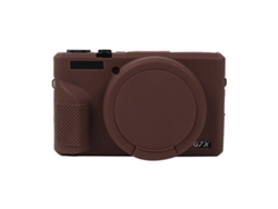 Capa Protetora De Silicone Macio Para Canon Powershot G7x Mark Iii / G7x Iii / G7x3 Com Tampa De Lente Café