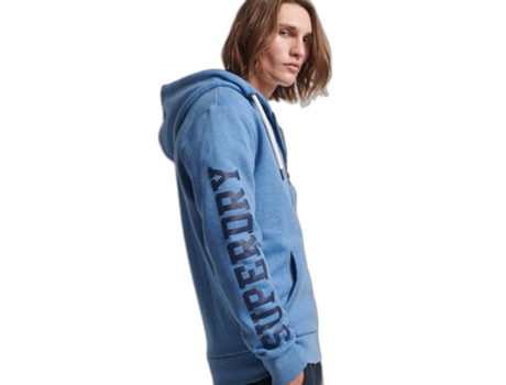Sudadera con Capucha de Hombre SUPERDRY Cremallera Athletic Azul (S)