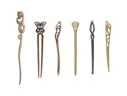 2026-6 Palillos De Pelo Chinos Para Mujer, Palos De Pelo Retro Vintage De Bronce, Duraderos Y Para Ocasiones Especiales
