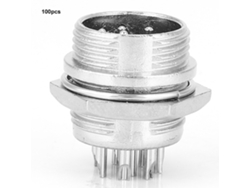 Conector Macho Universal Para Avión Berm De 9 Pines Con Carcasa De Acero Inoxidable Y 16 Mm.
