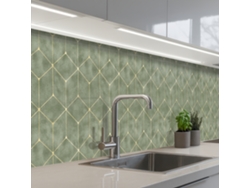 Salpicaderos De Cocina Sutil - Geométrico - Dorado - Verde 450x60 Cm