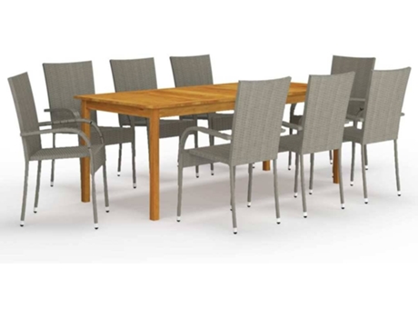 Conjunto 9 de comedor de jardín VIDAXL gris