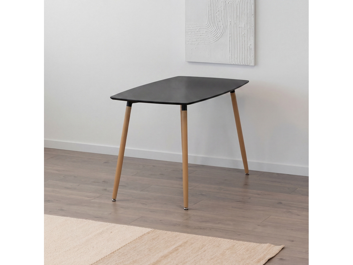 Mesa De Comedor Y Cocina Felicia Negra 120 X 70 X 74,5 Cm Con Tablero De Madera, Patas Metálicas Efecto Madera Y Pies Antideslizantes - Mog Casa