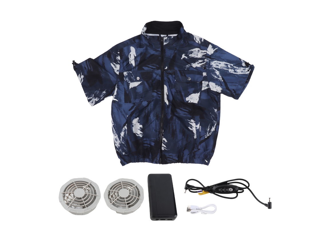 Anub camisa de Ar Condicionado com 3 Níveis Ajustáveis Ventiladores e Bateria 20000mah Leve e Respirável para Verão