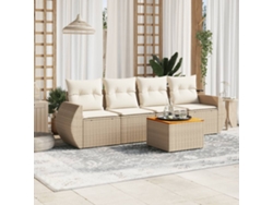 Conjunto de sofá de jardín de 5 piezas con cojines, mimbre sintético beige, Dkd Home Decor