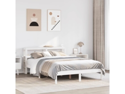 Estructura De Cama Sin Colchón Madera De Pino Blanca 140x190 Cm