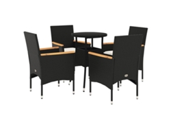 Maison Exclusive - Set Comedor Jardín 5 Pzas Cojines Ratán Sintético Vidrio Negro