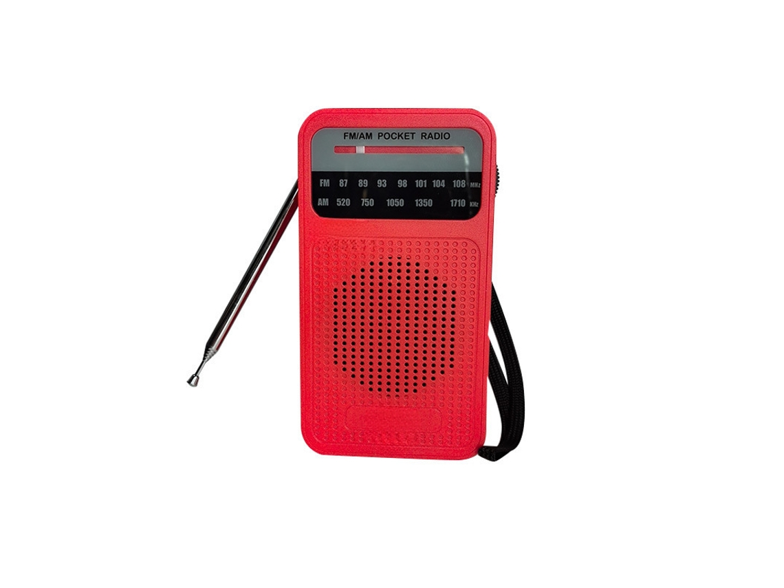 Radio portátil AM/FM, transistor con altavoz, 2 pilas AA, conector para auriculares, color rojo, Hexinyigjly