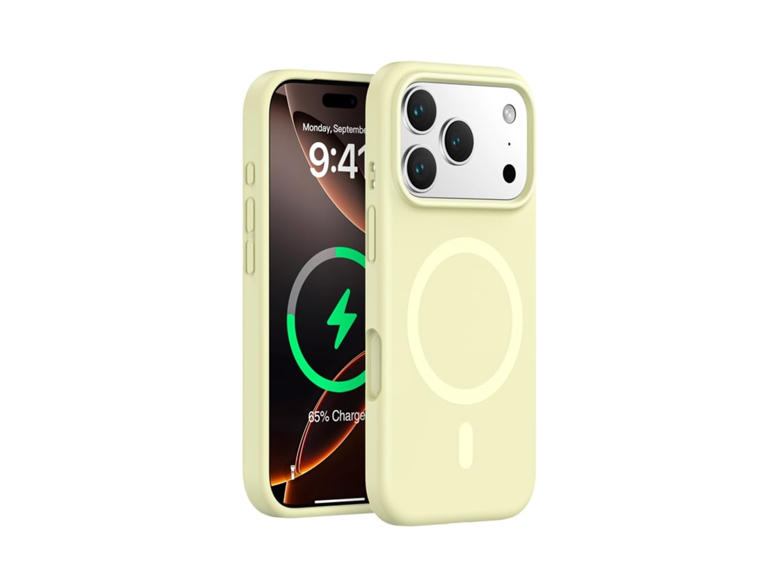 (amarillo Claro, Iphone 17) Funda Magnética Resistente Para Iphone, De Silicona Líquida De Color Sólido Y Diseño Sencillo.