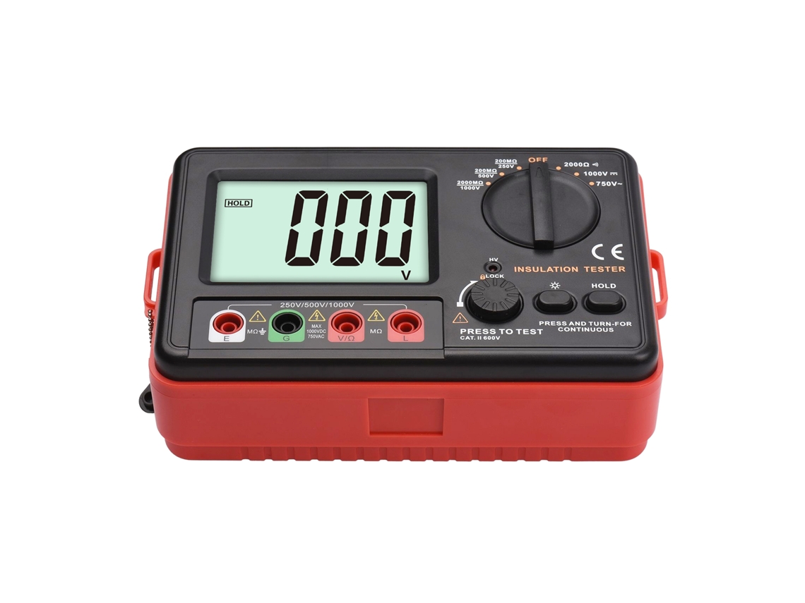 Medidor Digital De Resistencia De Aislamiento Con Pantalla Lcd, Voltaje Cc 250v/500v/1000v, Ca 750v, Kit Con Bolsa De Malla.