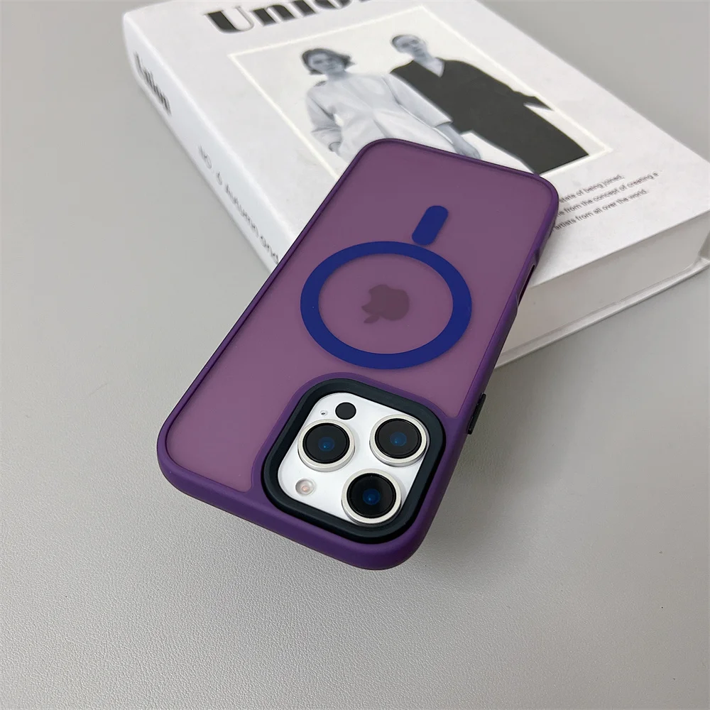 (iphone 16, Morado Oscuro) Funda De Carga Inalámbrica Magnética Magsafe Para Iphone, Con Acabado Mate.