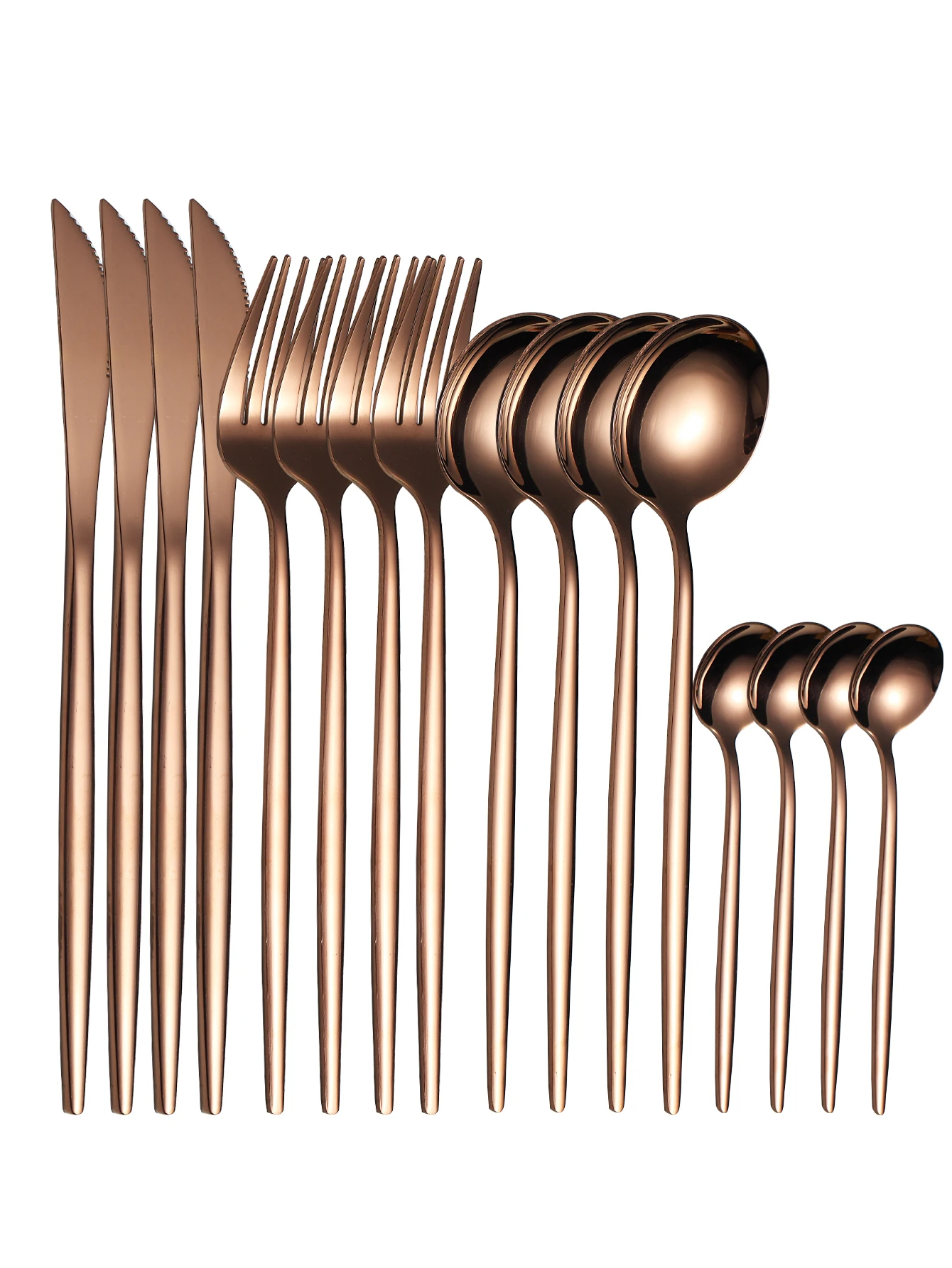 Cubiertos De Acero Inoxidable (oro Rosa), Que Incluyen Cubiertos, Tenedores, Cucharas Y Cucharillas.