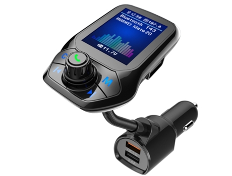 Transmisor FM inalámbrico Bluetooth Reproductor de MP3 para coche Cargador rápido CZ-MP3-02 Negro PETHUEL