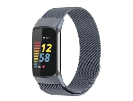 Correa de reloj inteligente para Fitbit Charge 6 Milan Malla de acero metálica magnética (Gris)