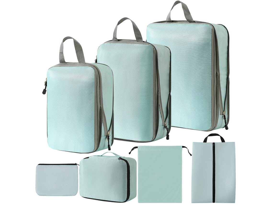 Bolsa de almacenamiento de compresión, juego de 7 piezas, bolsa de almacenamiento de viaje ligera, color verde Siurn