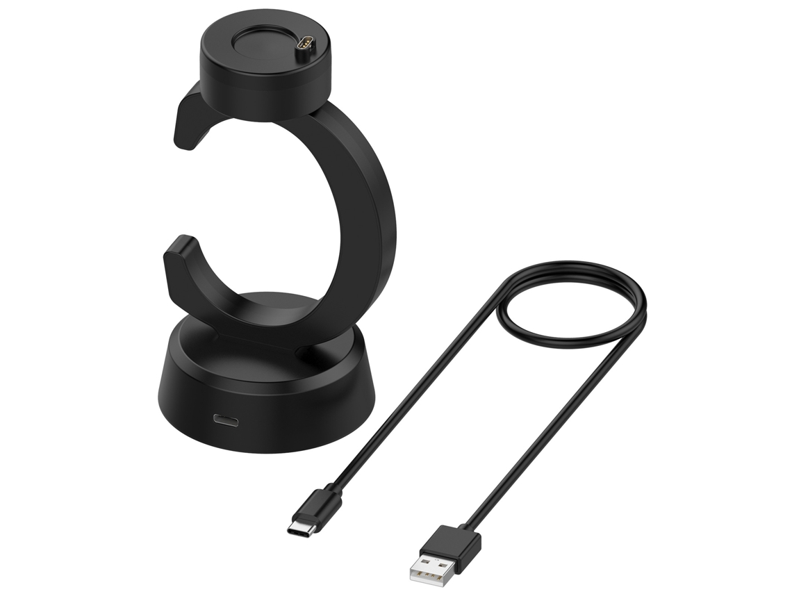 Cargador solar Garmin Instinct, en forma de C, negro.