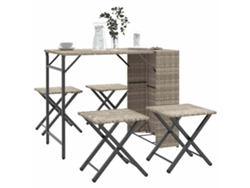 Juego de comedor de jardín de 2 piezas, plegable, de mimbre PE, gris claro, Dkd Home Decor