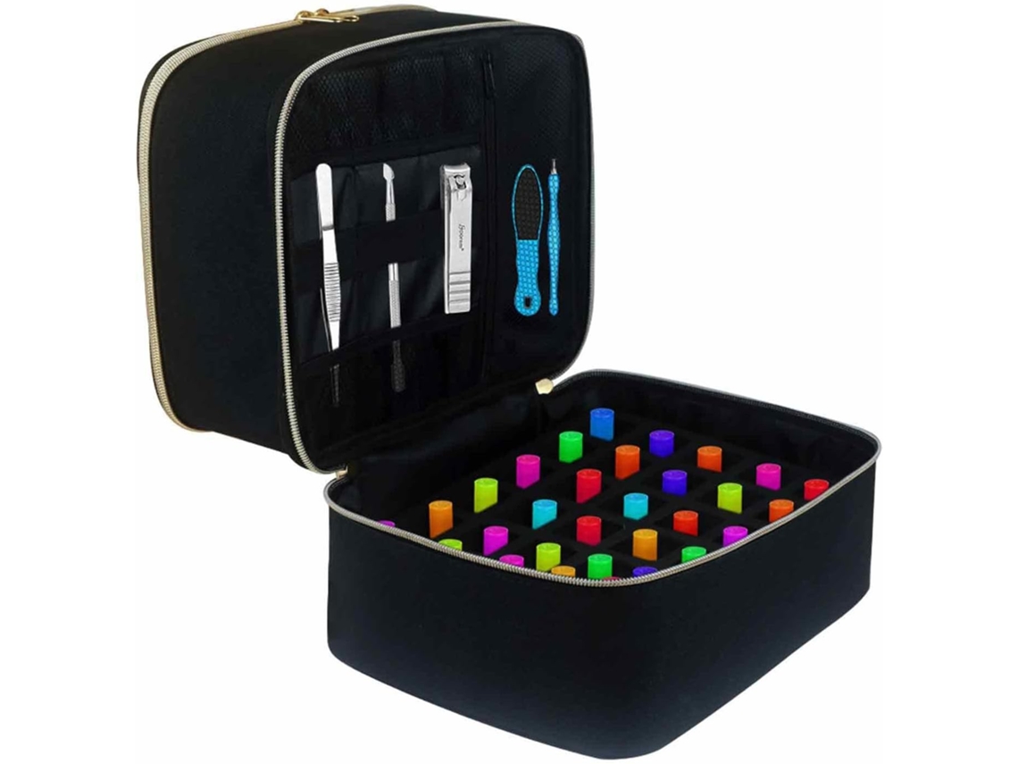 Transport Pour Vernis A Ongles, Doble Couche Rangement 30 Botellas (15ml) Y Lámpara Organisateur