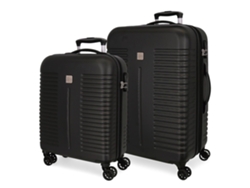 Conjunto de 2 Maletas de Viaje ROLL ROAD India Negro (55/70 cm- 37/75L)