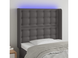 Cabecero Con Led Cuero Sintético Gris 103x16x118/128cm