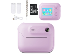 Cámara De Impresión Instantánea Para Niños, 1080P, Pantalla De 2,4 Pulgadas, Cámara De Impresión Térmica, Tarjeta De 32 Gb,  Morado GERTIZ