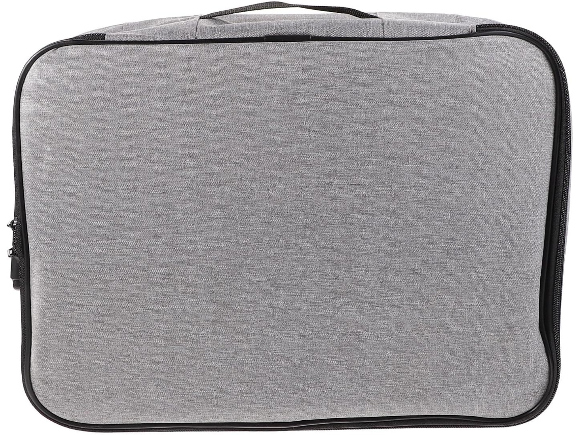 Bolsa De Almacenamiento Con Cerradura En Tela Oxford Gris, Portadocumentos De 3 Capas, Gran Capacidad.