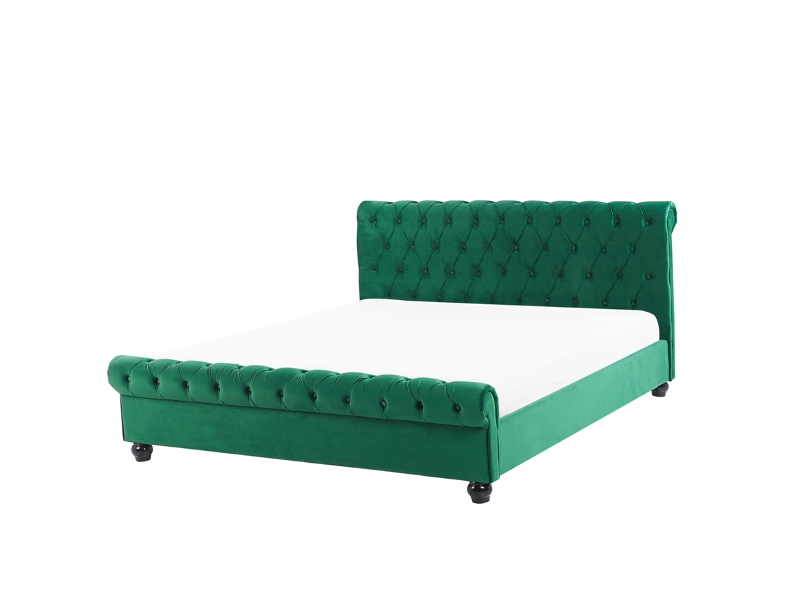 Cama con somier BELIANI Avallon de Terciopelo Verde 172x233x94