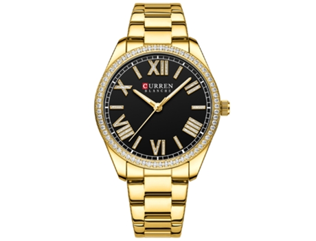Relojes para Mujer Relojes de Moda para Mujer Correa de Acero Inoxidable Reloj de Cuarzo Resistente al Agua para Mujer-Concha Dorada Negra LUUCOZK