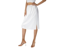 Falda Interior Para Mujer Media Longitud Elástica Seda Color Sólido Encaje Bouxlwhite Xl Largo De Rodilla Blanco