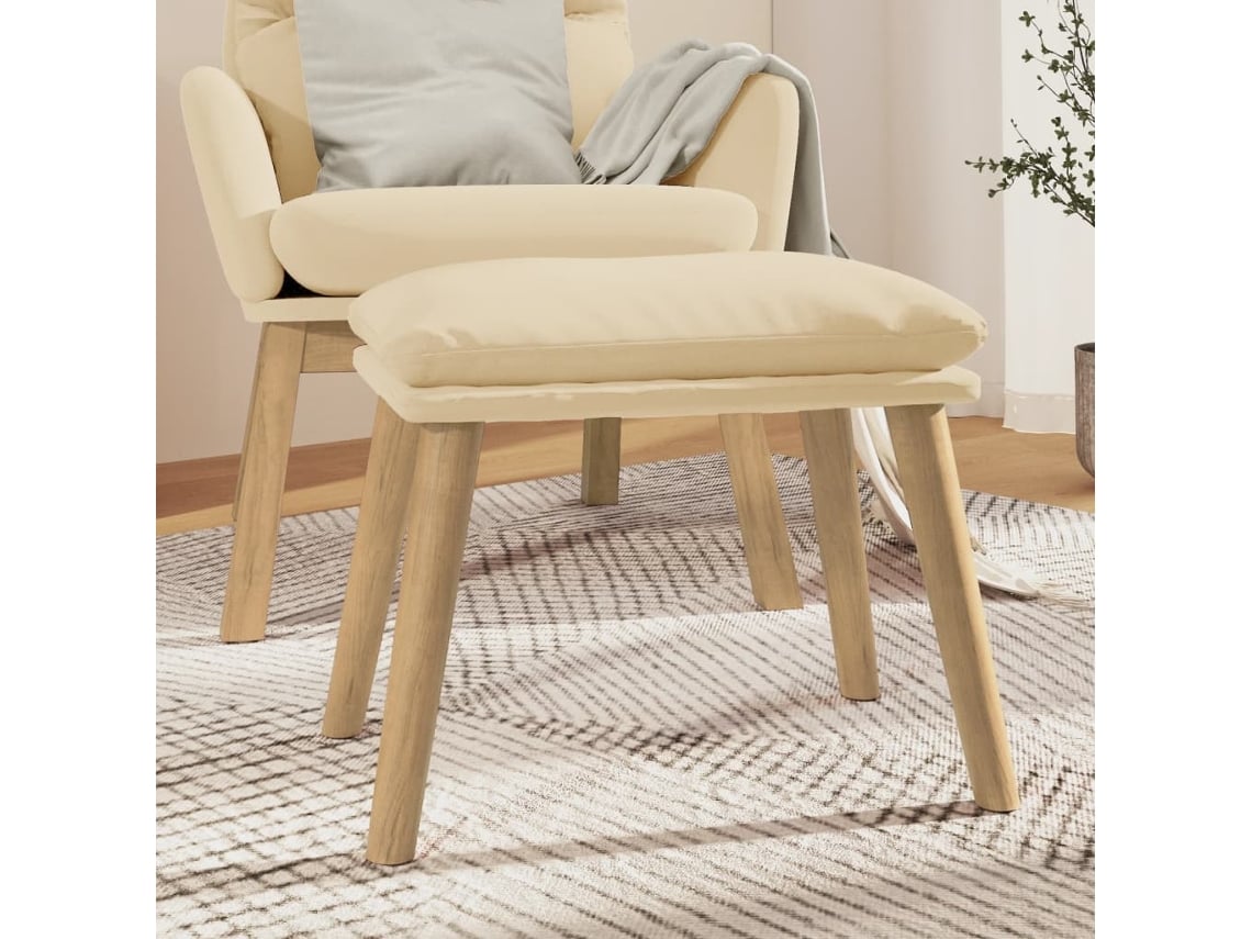 Reposapies VIDAXL Crema Terciopelo (45x29.5x39 cm )