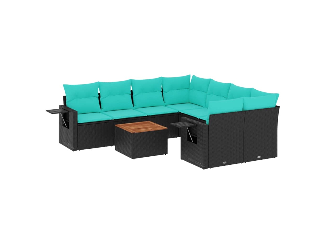 Maison Exclusive - Conjunto De Sofá De Jardín De 9 Piezas Con Cojines, De Poliratán Negro