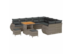 Maison Exclusive - Conjunto De Sofá De Jardín 12 Pcs Gris Rattan De Poliéster